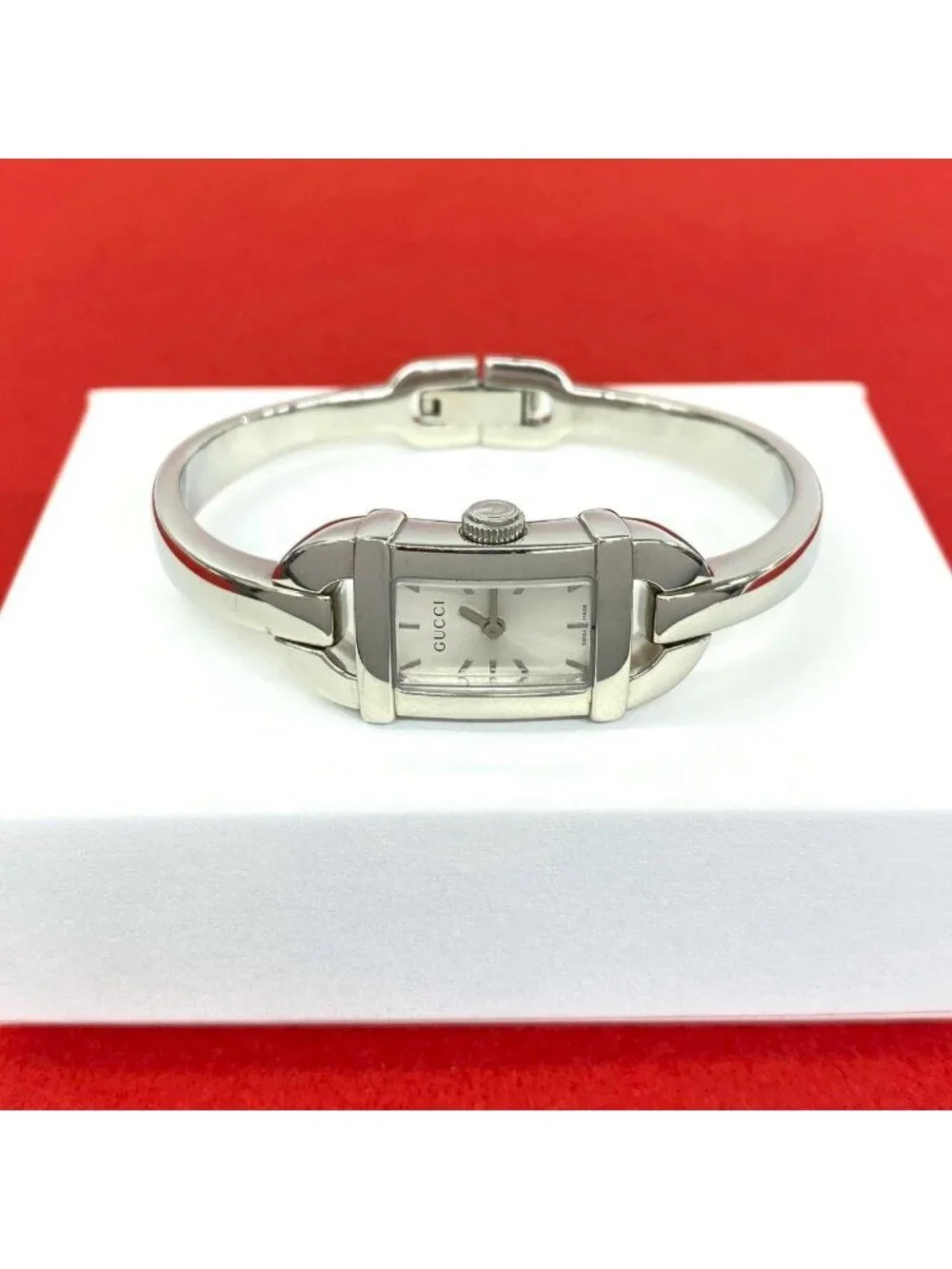 Gucci Bangle Watch Stainless Steel Quartz Wrist Silver
